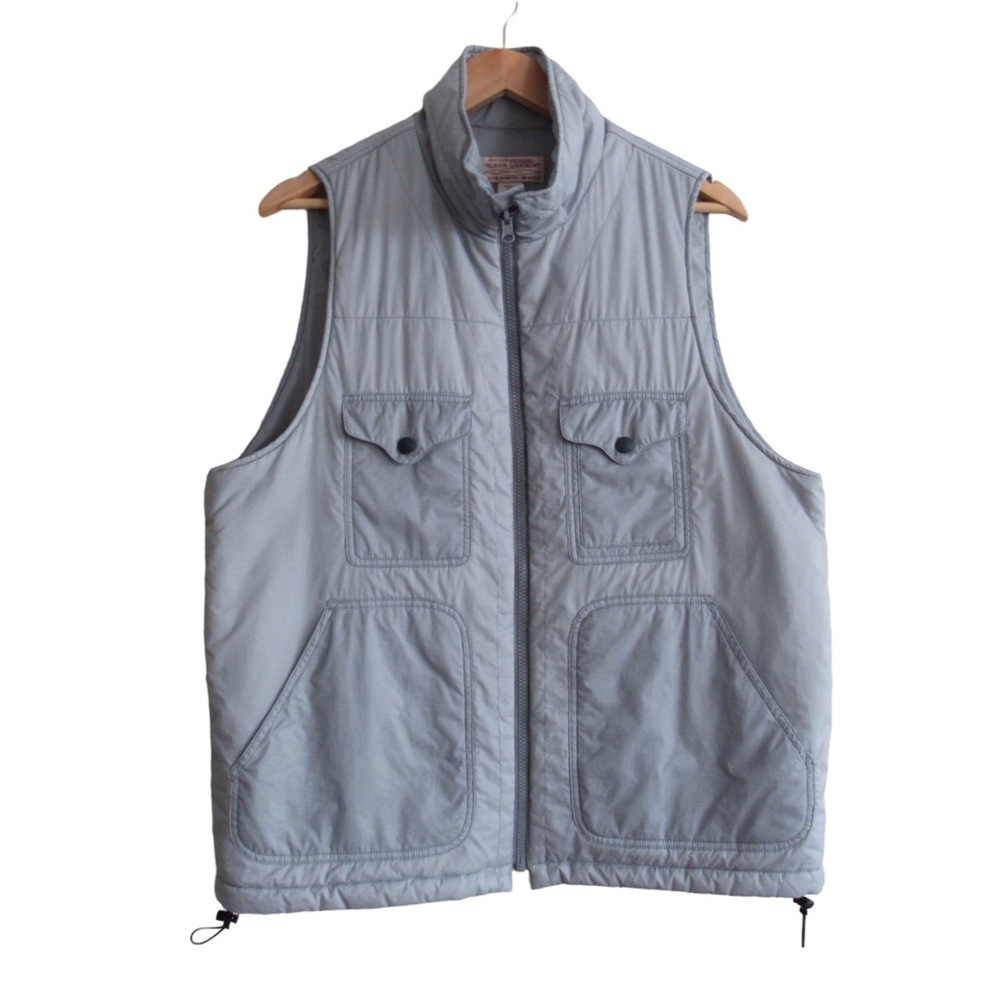 Filson Mens Light Grey Vest Size Large Nylon Primaloft Pockets Waist Drawcord - Picture 1 of 10
